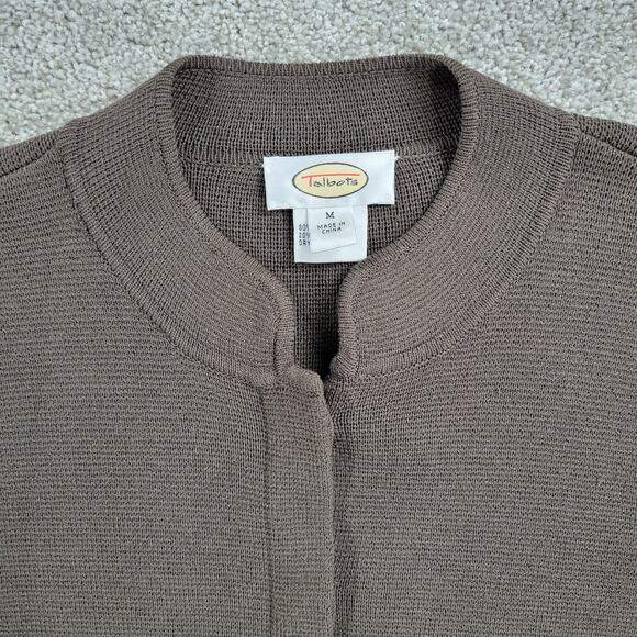 Talbots Silk Cardigan Womens M Brown Knit Button Down Faux Pockets Sweater - Picture 14 of 16
